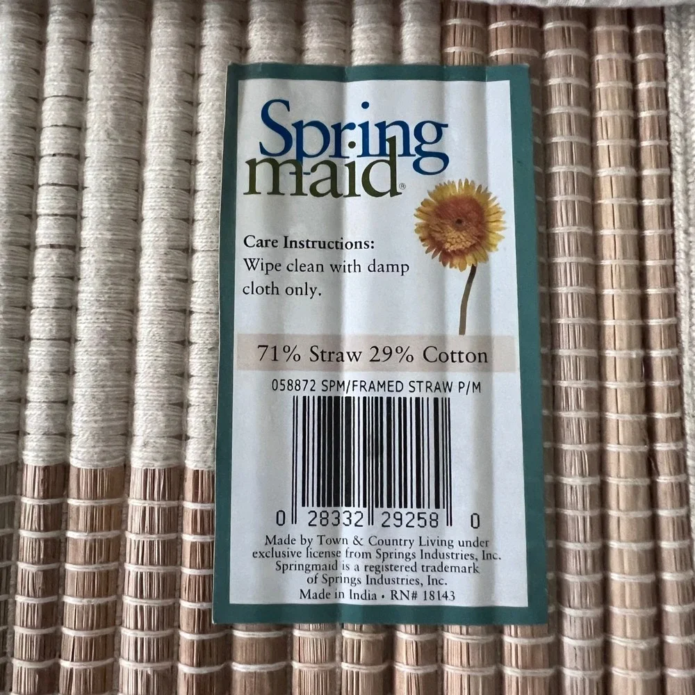 Springmaid Straw Cotton Placemats Set of 4 Natural Tan Rectangular 18
